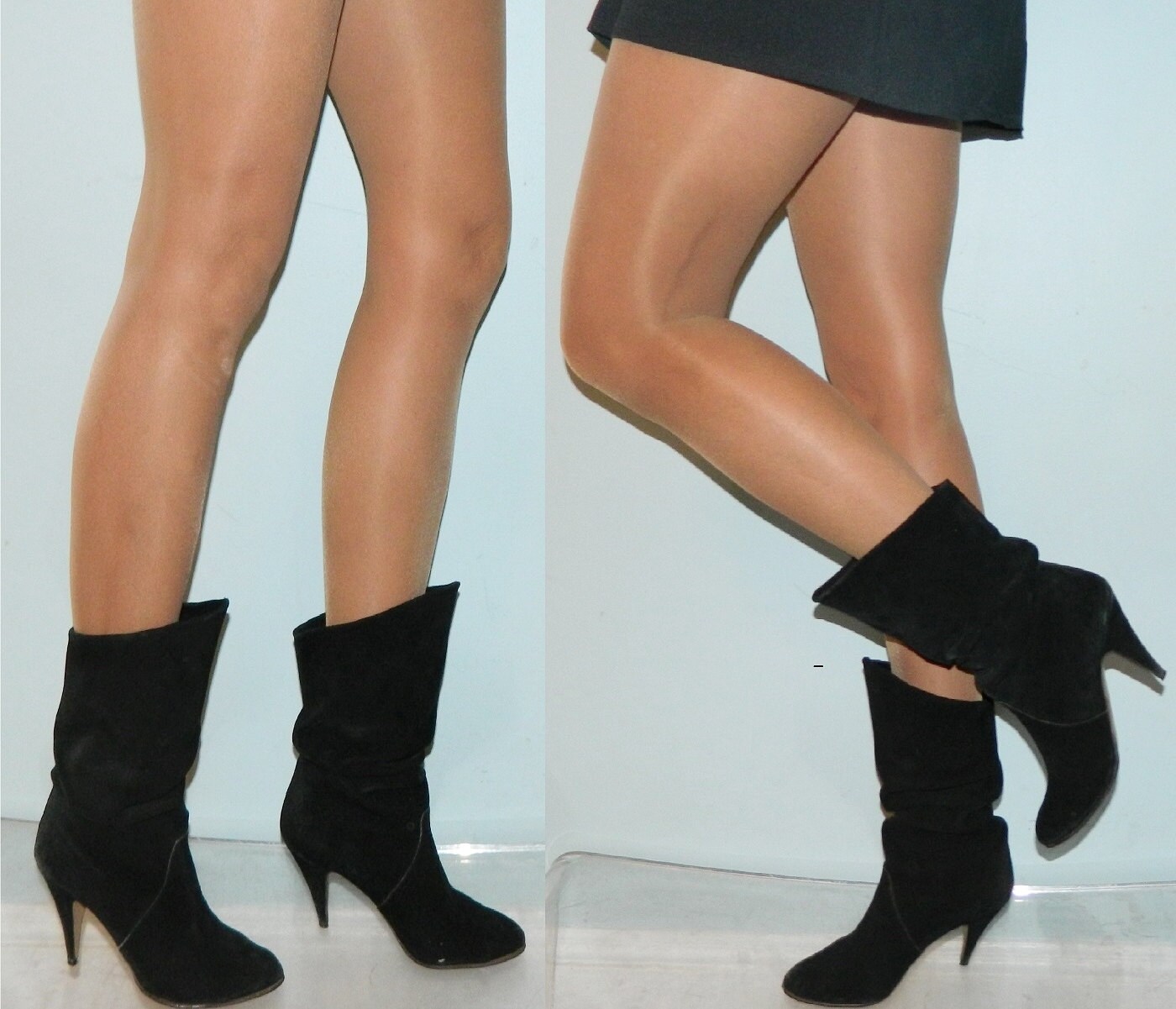 black slouch high heel boots