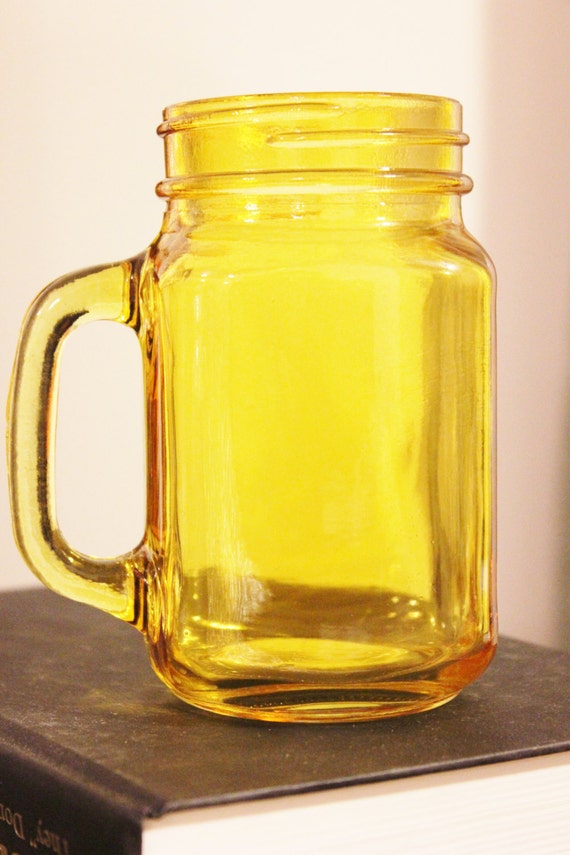 YELLOW MASON JAR Mug With Handle Colored Drinking Glasses