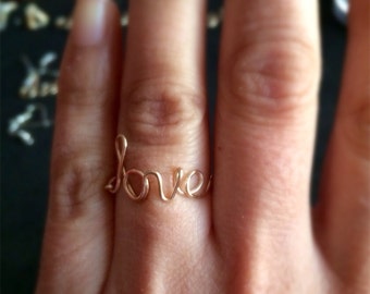 Word Ring,Wire Wrapped Word Ring, Love, Bff, You Name It Ring