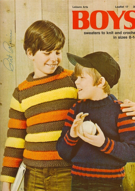 Leisure Arts Leaflet 17 Boys Sweaters to Knit and Crochet