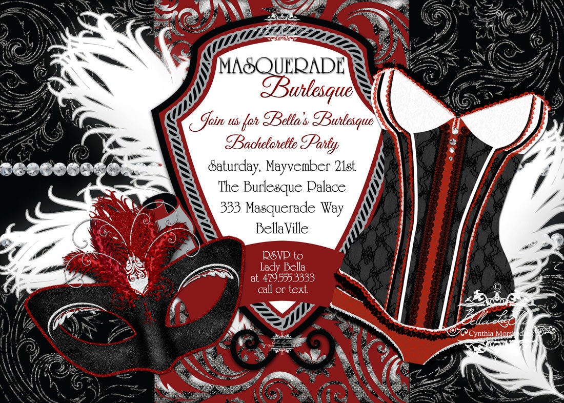 Masquerade Bachelorette Party Invitation Bachelorette Party