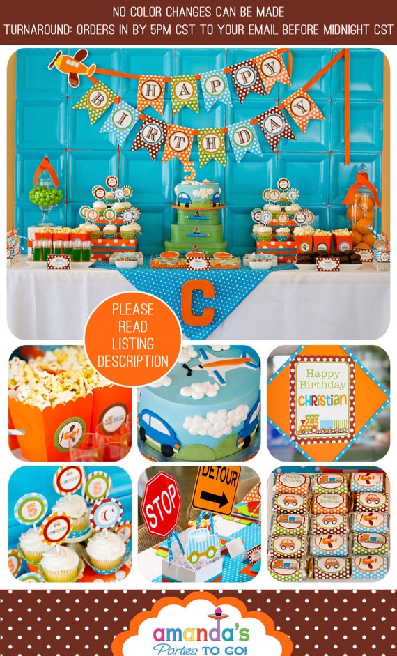 Transportation - Cars, Trains, Planes Party Printables - Huge Party Printables Set by Amanda's Parties TO GO Il_570xn