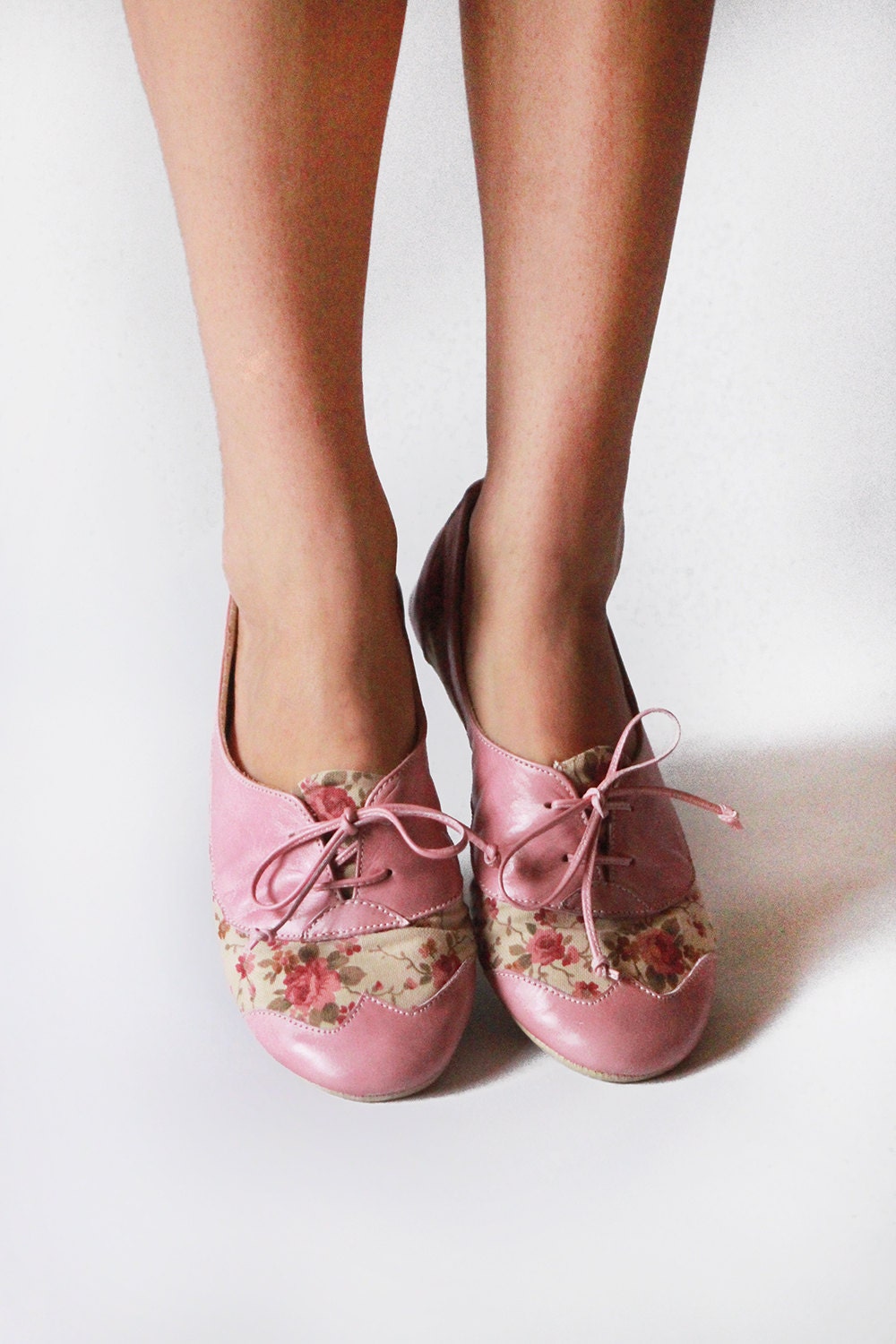 Pink Tea Party Handmade Leather & Fabric flat shoes Pink Tea Party Handmade Leather & Fabric flat shoes