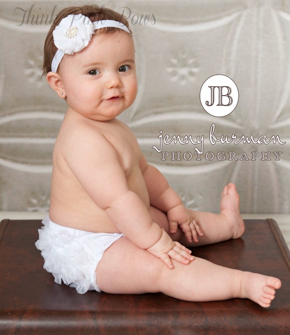 SET Baby Headband and Baby bloomers, Diaper Cover,Chiffon Ruffle Bum, Baby, Diaper Covers, CHOOSE your COLOR. Ruffle bum baby bloomers. by ThinkPinkBows