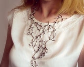 Statement Twig Necklace, Branch Necklace, Cascading Twig Necklace, Nature Jewelry, Woodland, Forest Jewelry, Metal Bib Necklace, Long Bib