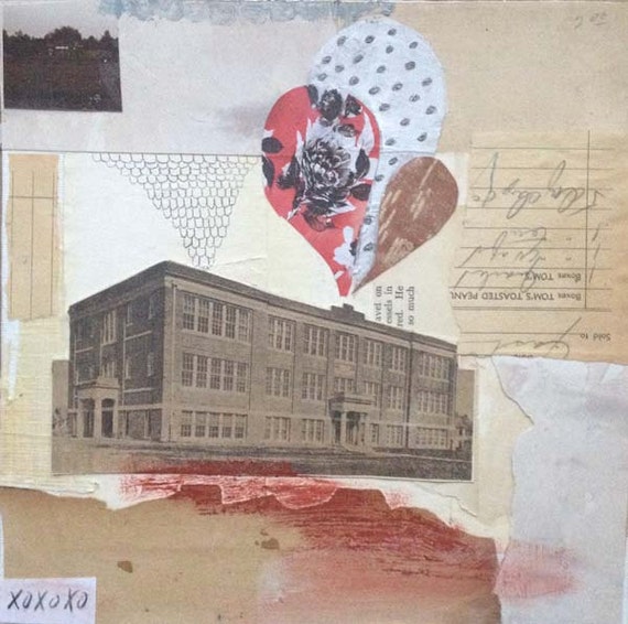 Items similar to Original Collage on Canvas Panel "Build" Mixed Media