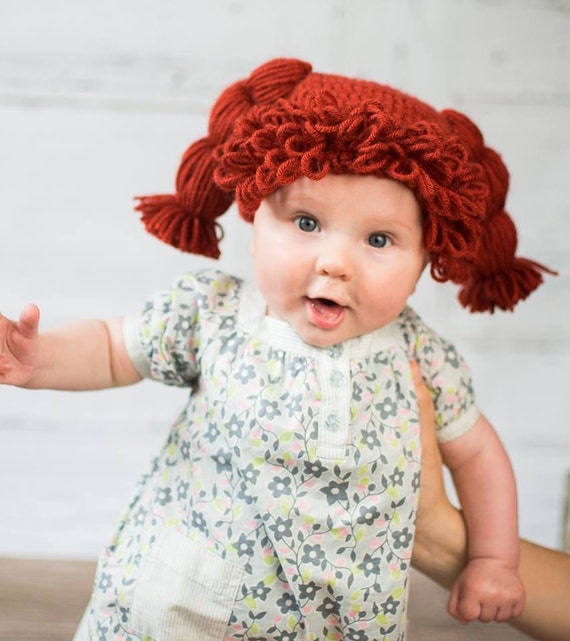 Cabbage Patch Hat Custom made crochet yarn pigtail wig