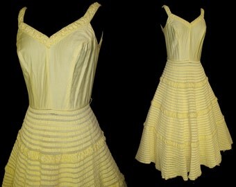 Vintage 1950s Dress . New Look Mod Yellow Femme Fatale Garden Party Mad Men Party Pinup Bombshell Rockabilly Wedding