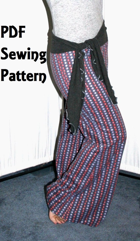 sewing pant yoga pattern Bell Pants Women's Bottom Printable Pattern Yoga PDF