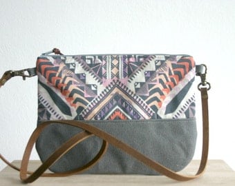 Aztec bag, Aztec print, Tribal print, Small handbag ,Clutch Purse, Pastel, Geometric print