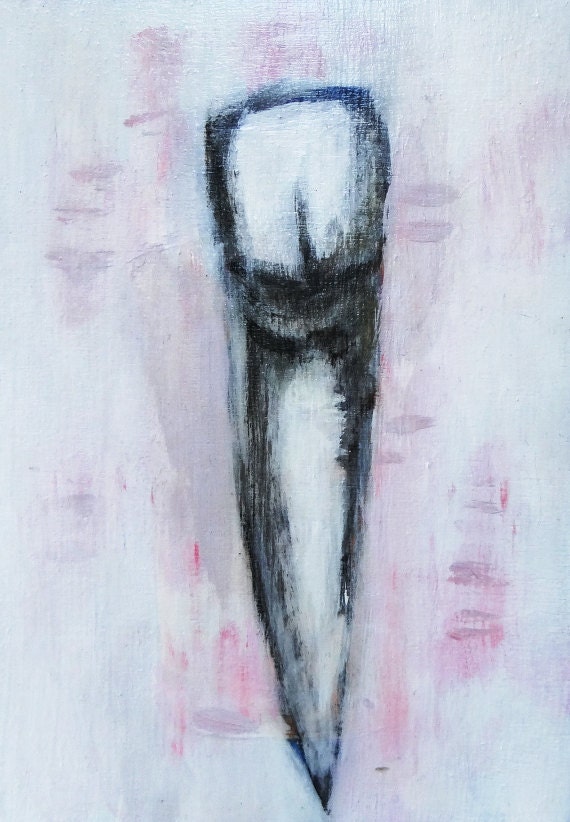 Items similar to Original Painting of a Tooth Teeth Artwork Pink