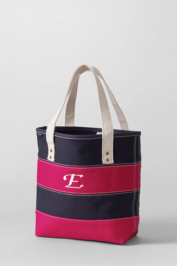 HUGE SALE 50% off Land&#39;s End Striped Tote by 3Sistersembroidery