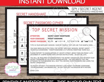 Spy Party Invitation, Secret Agent Party Invitation Suite - INSTANT ...