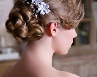 Vintage Bridal Hair Comb Silver Art Deco Crystal by GildedShadows
