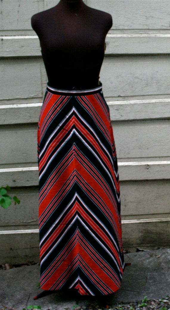 Women's Vintage Full Length Skirt Striped Skirt by TimetoWakeup