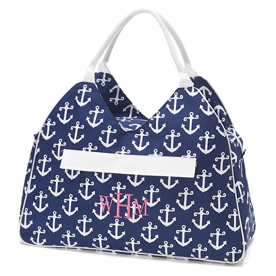 Monogrammed Large Navy anchor beach bag tote, personalized gift for ...