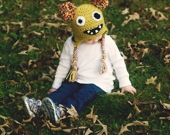 Zombie Monster Beanie- photography prop- dress up, kid zombie costume, monster costume, monster hat- monster beanie- zombie beanie