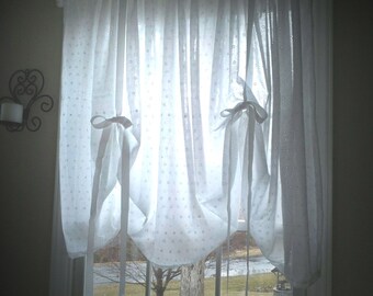 Custom Balloon Valance White Eyelet You Choose Ribbon Tie Color and ...