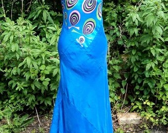 Bright Blue Silk Maxi Dress