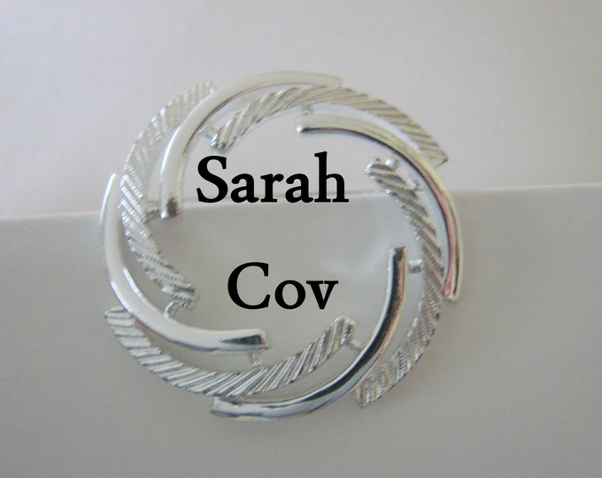 Sarah Coventry Brooch / Textured Silver Tone / Designer Signed / Abstract Modernist / Vintage / Jewelry / Jewellery