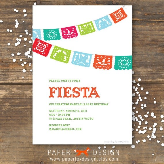 Fiesta Party Invitation Printable Etsy