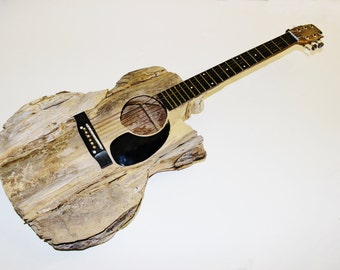 Super Spring Sale!! Musician's Special Guitar Driftwood Sculpture Life Size, Each OOAK MJ Original is Hand Pieced and Carved