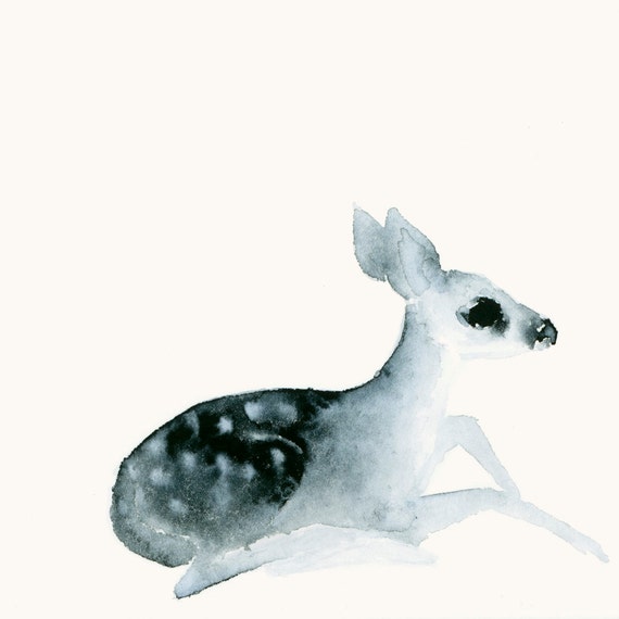 Watercolor Deer Fawn Artwork Watercolor Animal Print from Original Painting