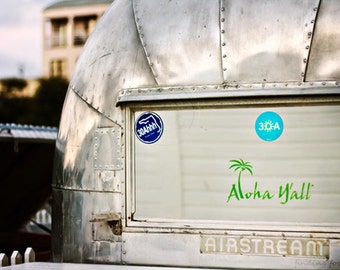 Aloha Airstream Trailer 30A Print, Seaside Food Truck Bumper Sticker Florida Beach Photo, Silver Industrial Travel Adventure 5x7 Photography