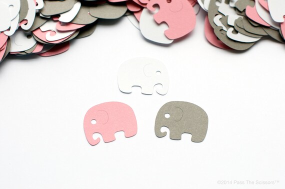Elephant Shower Decoration - Elephant Confetti - Pink Gray Baby Shower Decor Il_570xn