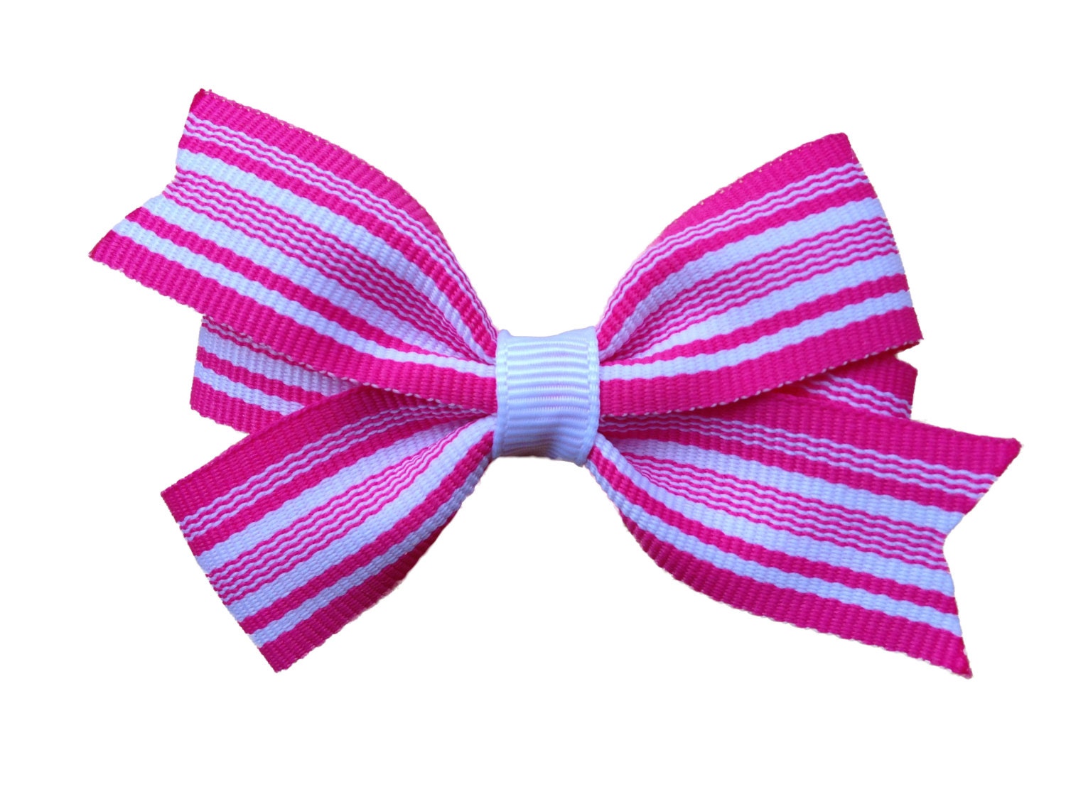 Pink & white hair bow striped hair bow 3 inch bows