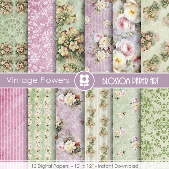 Download Floral Digital Papers Roses Scrapbook Digital Paper Pack