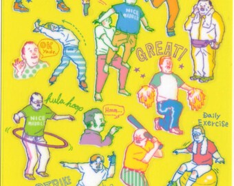 Novelty Japanese Sticker Assort: Kawaii Old Farts HIPSTER Active Style Ojisan is Back R