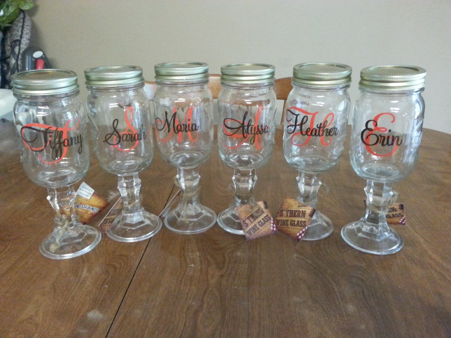 Custom Monogram Vinyl Wine Glass Decals Bridal Party