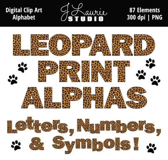 digital alphabet letters clipart leopard print animal