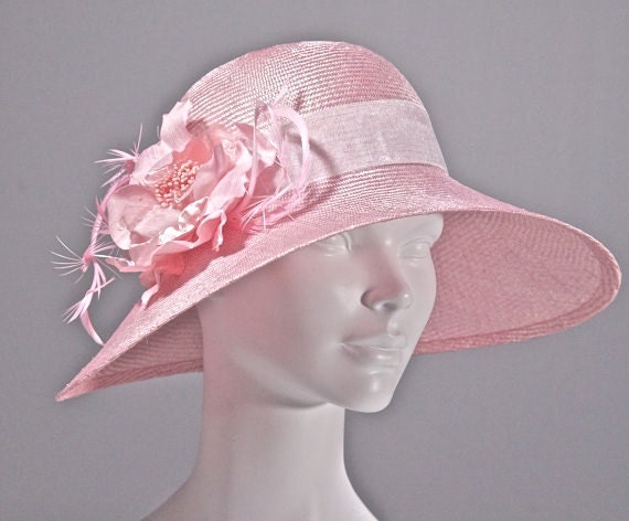 Pink Womens Hat Kentucky Derby Hat Easter Hat Summer Straw