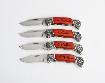 4, Personalized Groomsmen Gift, Custom Engraved Hunting Knives, Engraved Groomsmen, Best Man Gift, 4 Knives