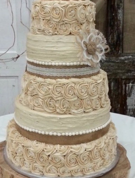 Rustic Wedding Cake Burlap Flower Farmhouse Southern Barn Rustic Wedding Cake Burlap Flower Farmhouse Southern Barn