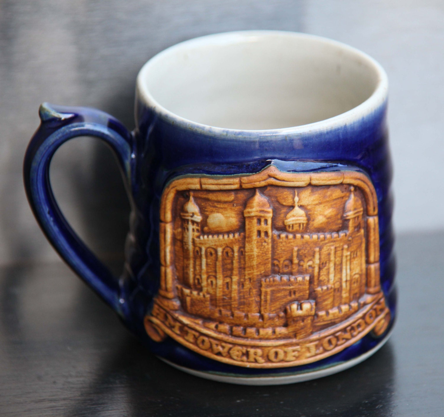 Hand Made Pottery Mug TOWER of LONDON by CORNWALL Pottery