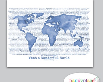 Watercolour World Map Poster. Large World Map with Watercolor