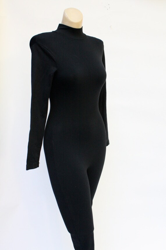 Danskin 1980's unitard vintage black catsuit S/M