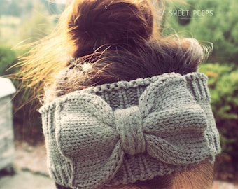 Knitted Bow Headband, Bow Headband, Knit Headband, Knit Headband, Knit Beanie, Bow Beanie, Cute Bow Headband