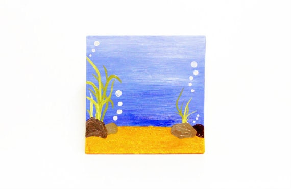 Under the Sea Painting, Nursery Painting, Canvas Painting, Oil Painting, Art Work, Ocean Scene Painting, Home Decor, Wall Hanging
