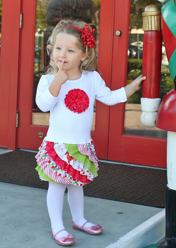 Girls Christmas dress  pattern  ruffles  toddler t  shirt 