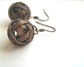 Brass Ball Dangle Earrings- Ball Earrings- Metallic Yarn Coiled Earrings-Coiled Ball Charms-Mother's Day-Gift Idea