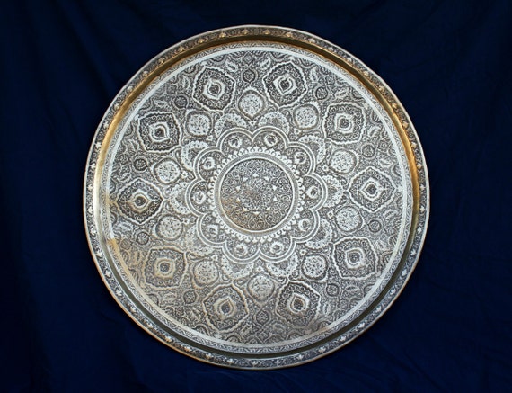 FINE HUGE ANTIQUE ISLAMIC~PERSIAN~BRASS~TRAY~PLATTER~TABLE TOP~WALL ...