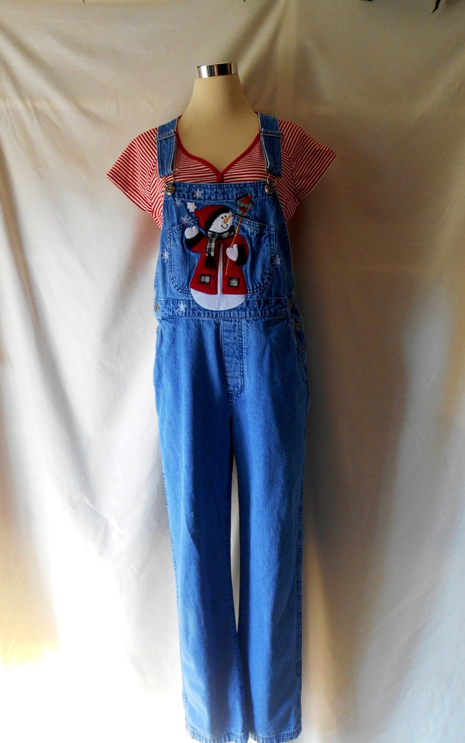 Sz S Denim Ugly Winter Bib Overalls Pants Size Small