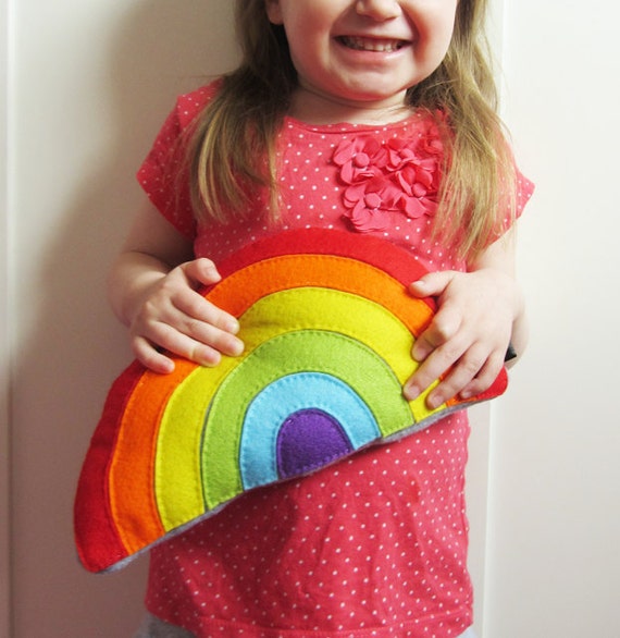 rainbow plush pillow