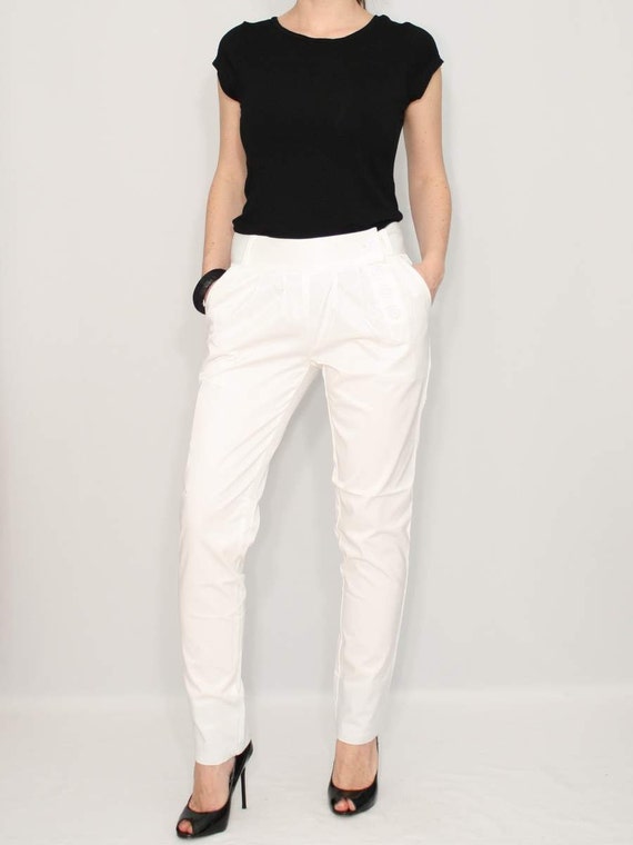 Items similar to Women White Pants Loose fit Pants on Etsy