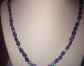 OOAK Amethyst and Blue Apatite Beaded Necklace, One of a Kind