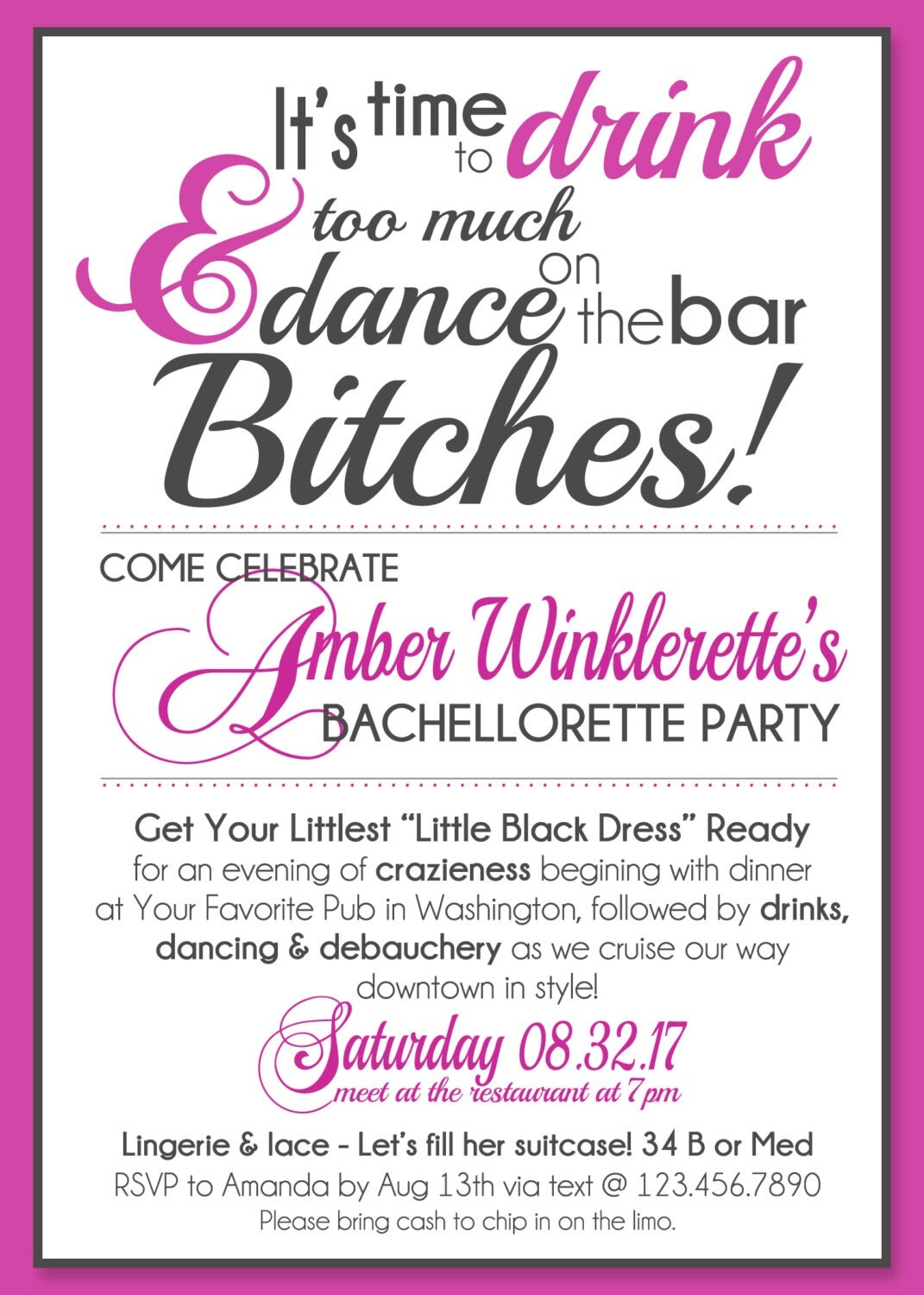 Dance on the Bar Bachelorette Party Save The Dates or